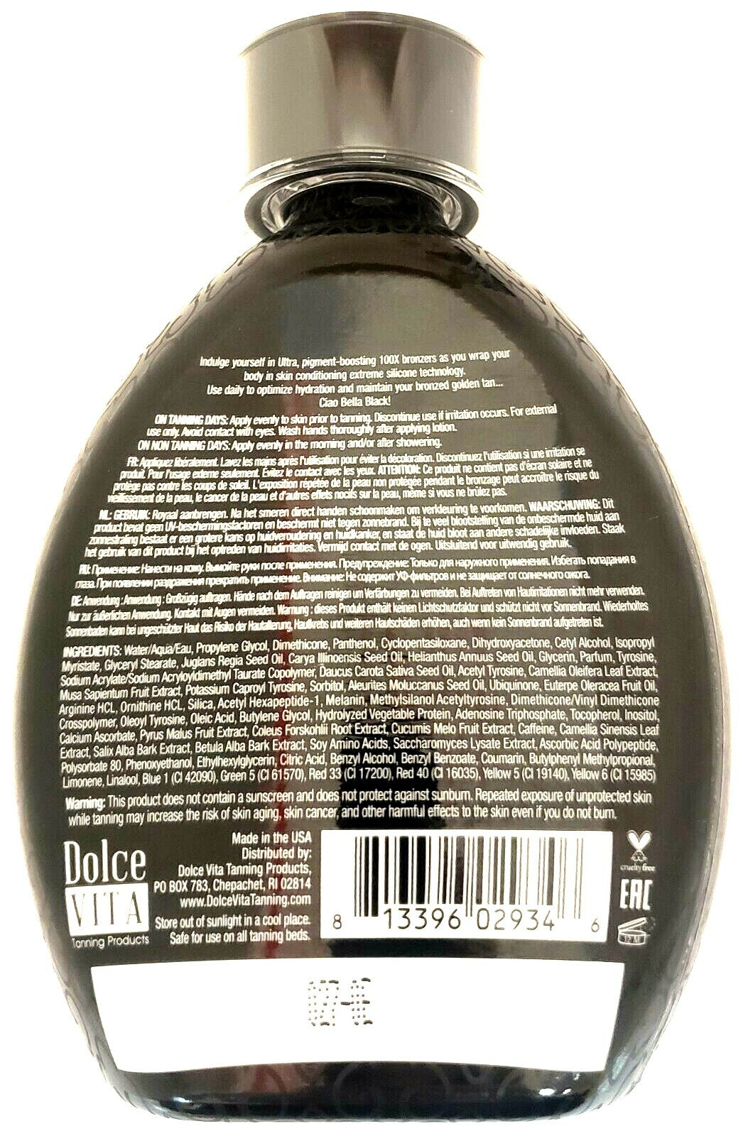 Black Bronzer Tanning Lotion for Indoor & Outdoor Use - Silicone DHA Formula