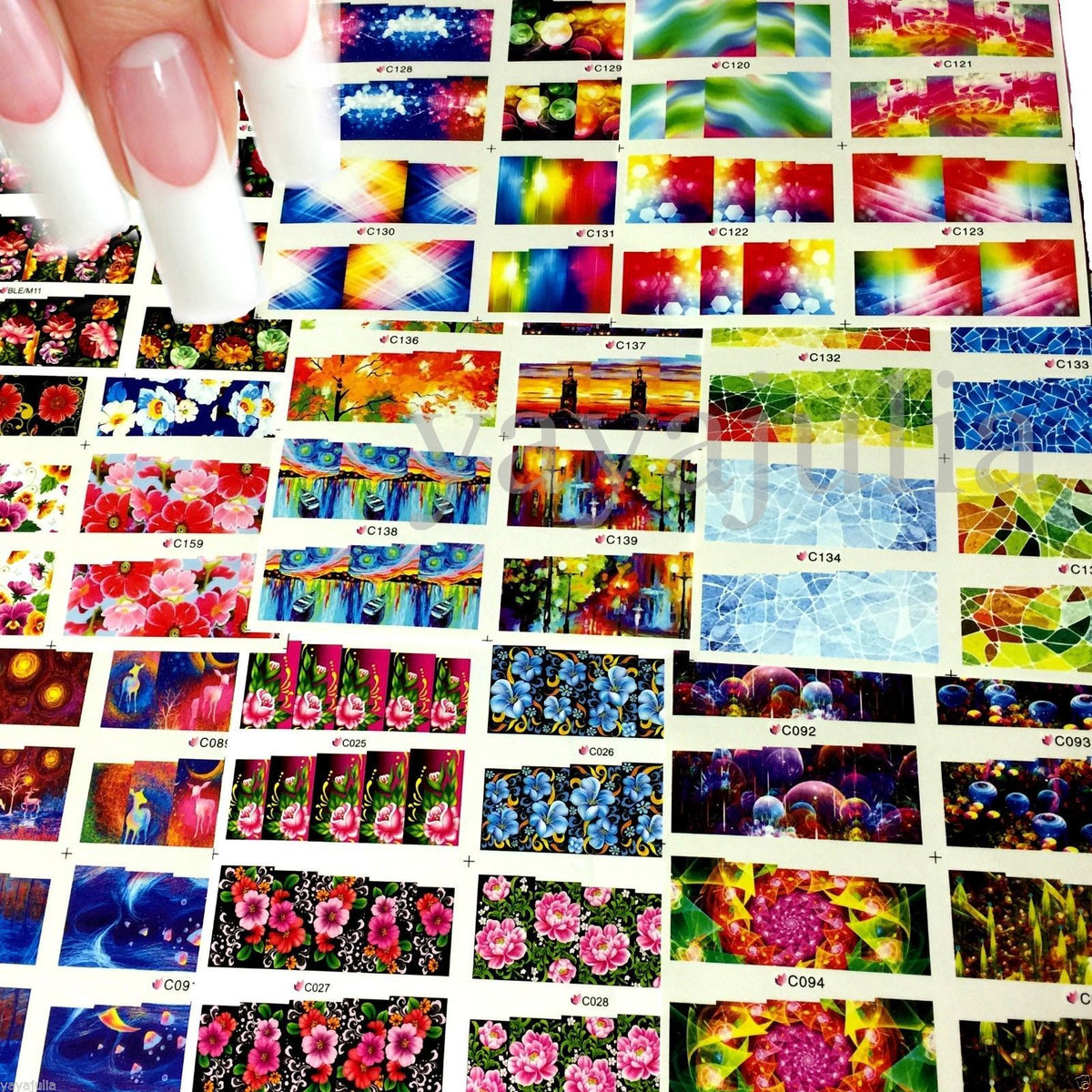50 Sets Colorful Spring Nail Art Water Transfer Decals - Full Coverage