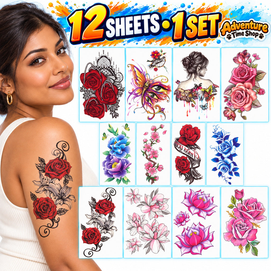 Colorful Floral Butterfly Temporary Tattoos for Arms & Body Art
