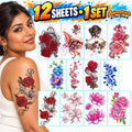Colorful Floral Butterfly Temporary Tattoos for Arms & Body Art