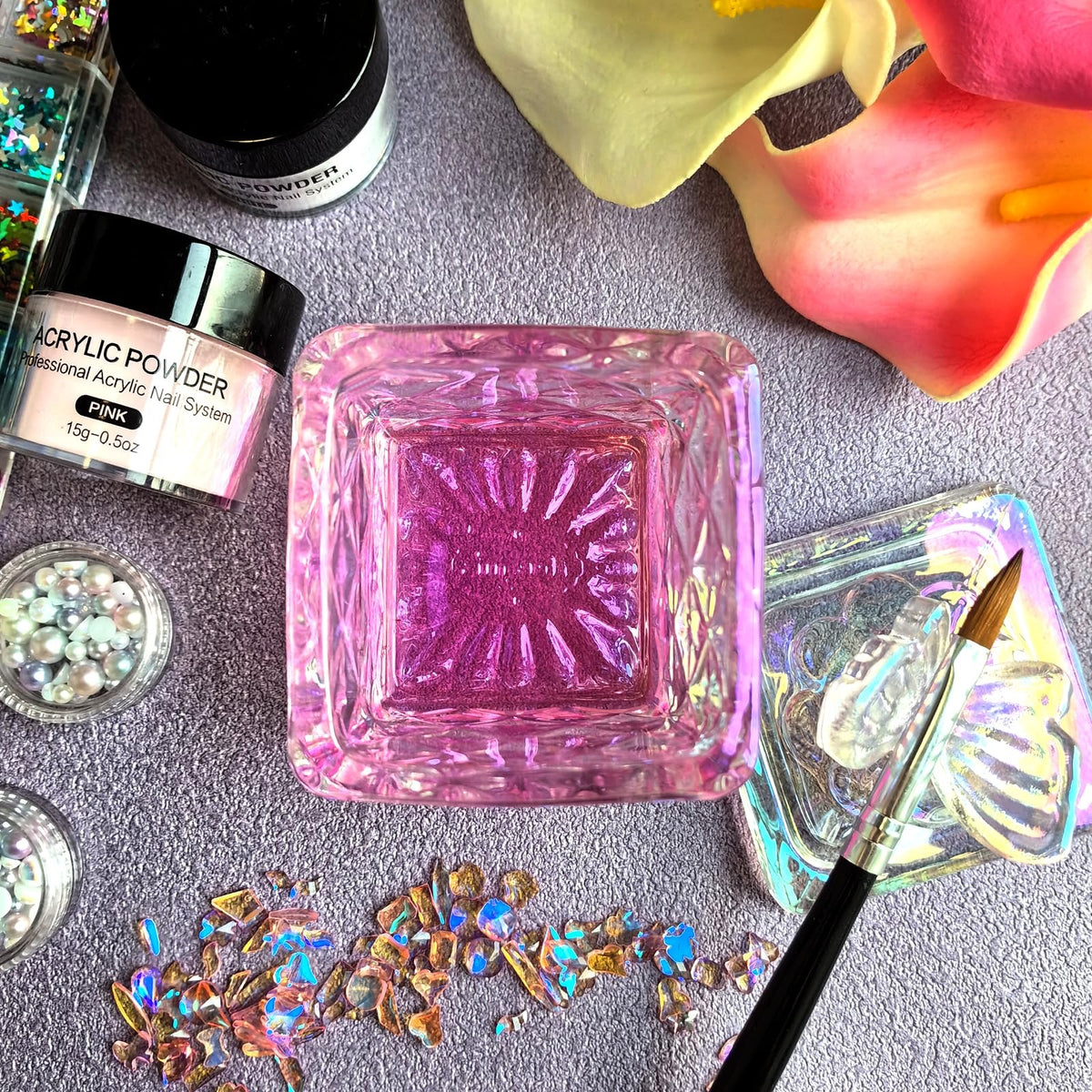 Glass Dappen Dish with Lid for Nail Art Monomer & Liquids 6.8x11cm White