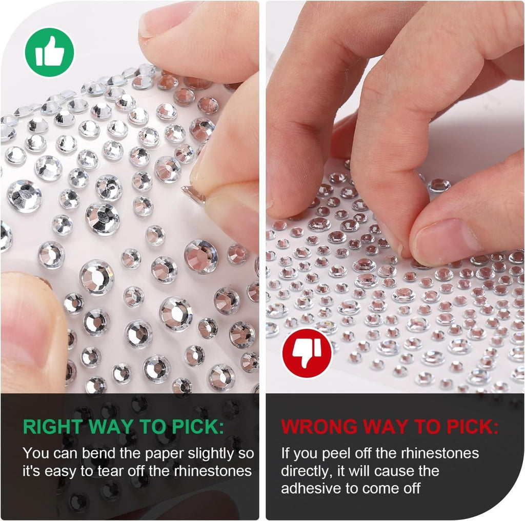 Face Gems Self-Adhesive Festival Jewels for Makeup, Hair, Nails – 2 Sheets