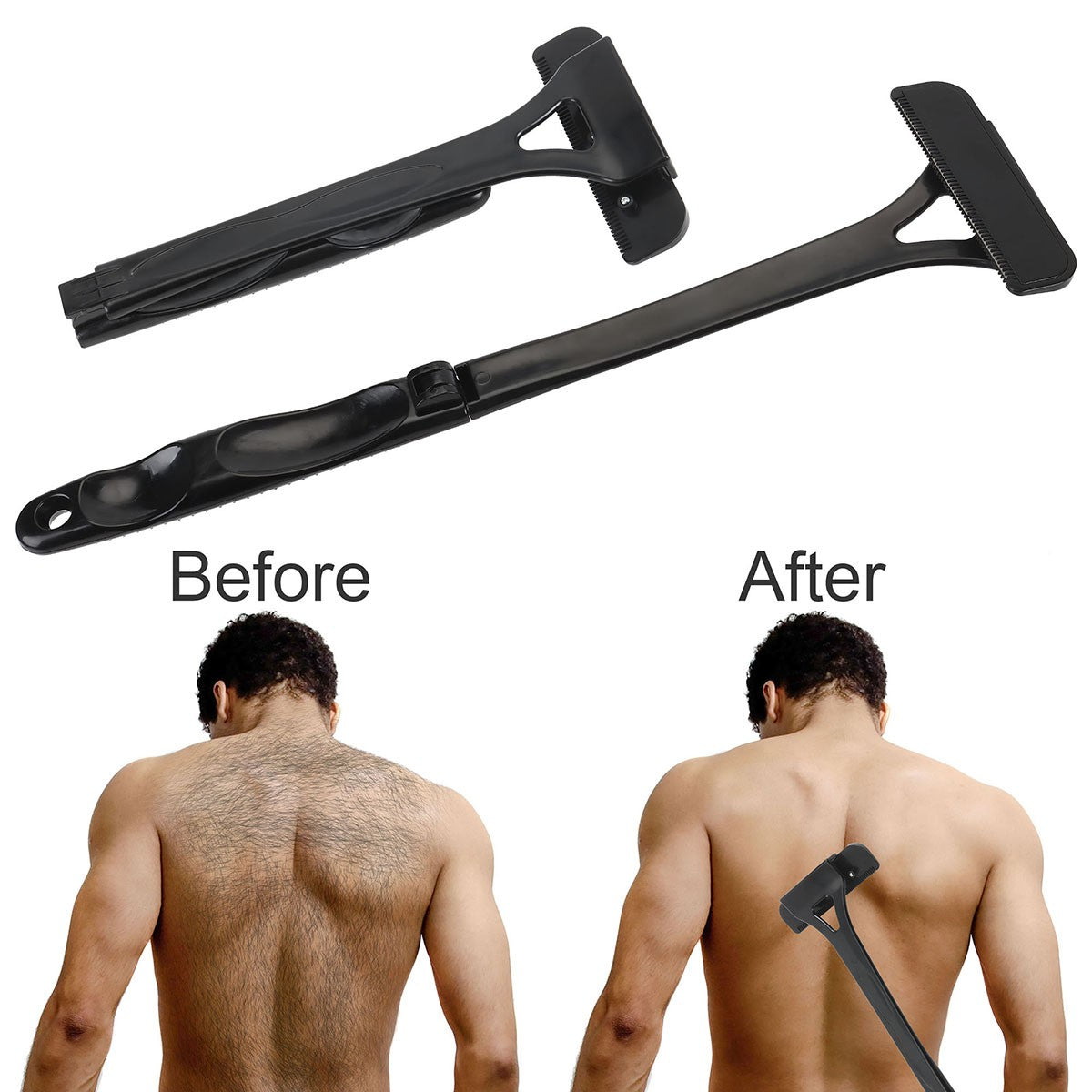 Back Razor Shaver for Body Hair Removal with Long Handle and Replacement Blades
