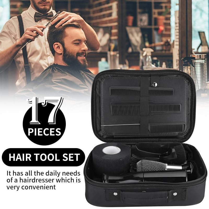 17-Piece Professional Hair Cutting Kit with Shears, Thinning Scissors, Combs & Cape