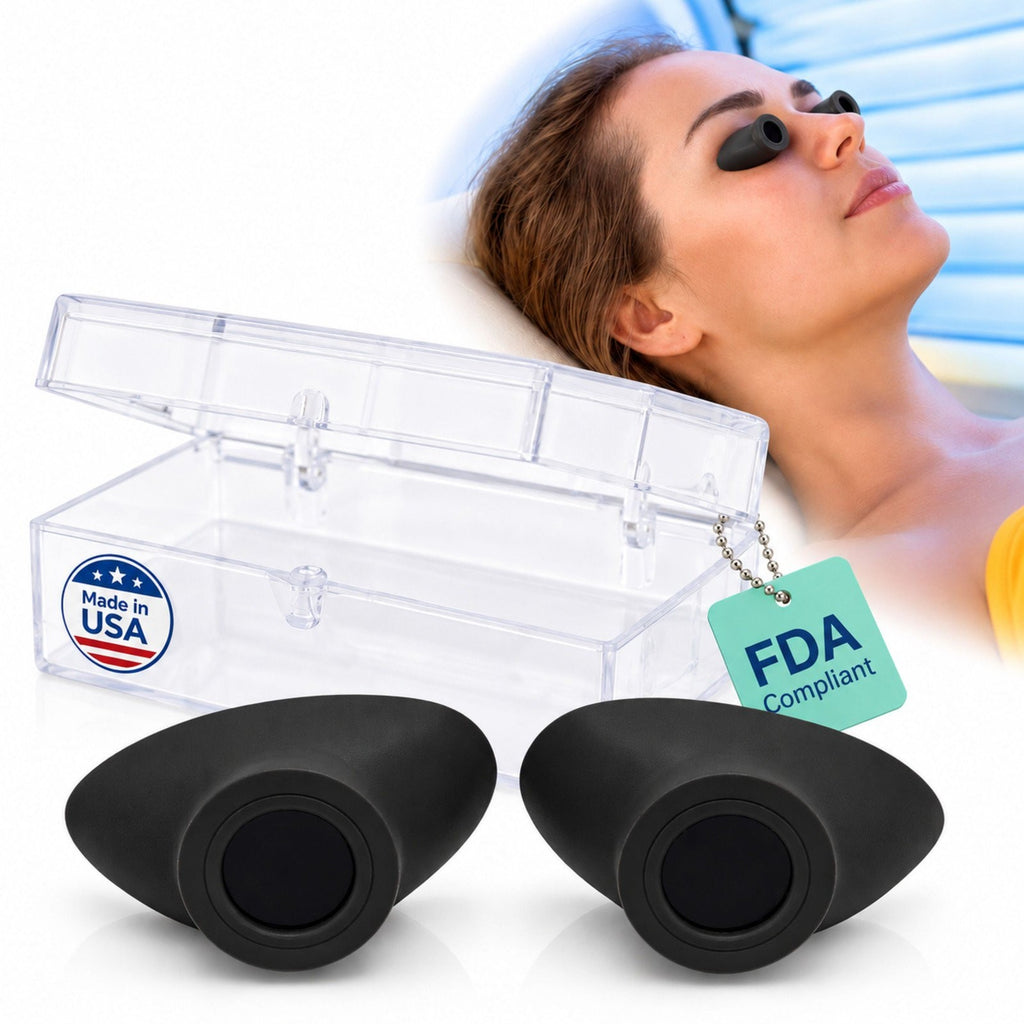 UV Eye Protection Goggles for Tanning Beds - Slim Strapless Black Eyeshields