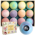 Flower Bath Bomb Gift Set - 12 Large Natural Bubble Bath Bombs with Essential Oils
