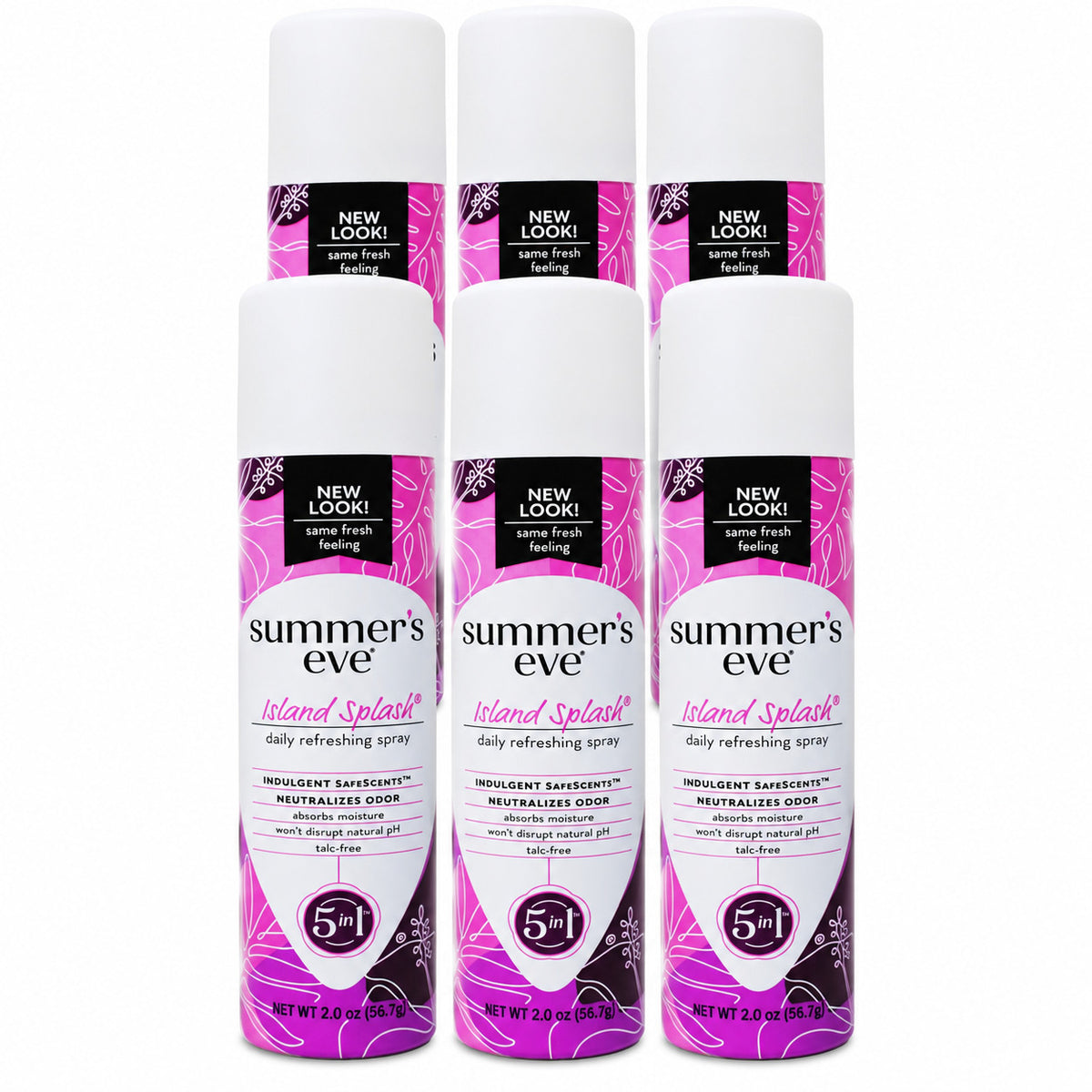 Feminine Deodorant Spray - Island Splash Scent, 2 oz, Pack of 6