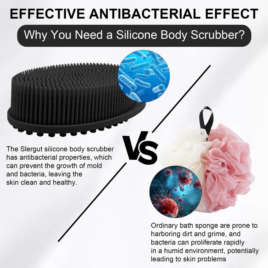 Silicone Body Scrubber 2-Pack Exfoliating Loofah Shower Brush for Sensitive Skin