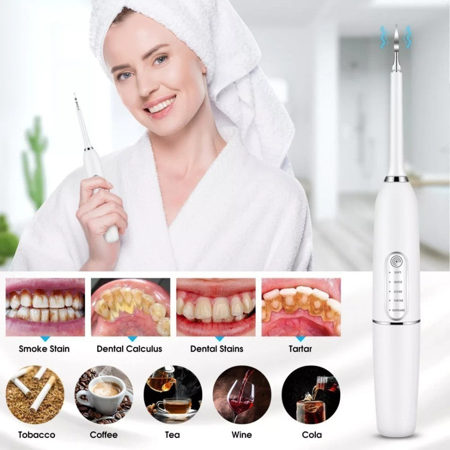 Electric Dental Tartar Plaque Remover Kit with Multiple Heads & LED Light