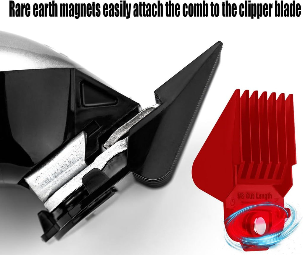 Magnetic Clipper Guards Set for Andis Master Clippers - 10 Pieces, Sizes 1/16 to 1 Inch