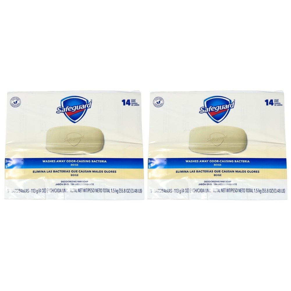 Pack of 2 Safeguard Bar Soaps - 14 Beige 4oz Bars Wash Away Bacteria