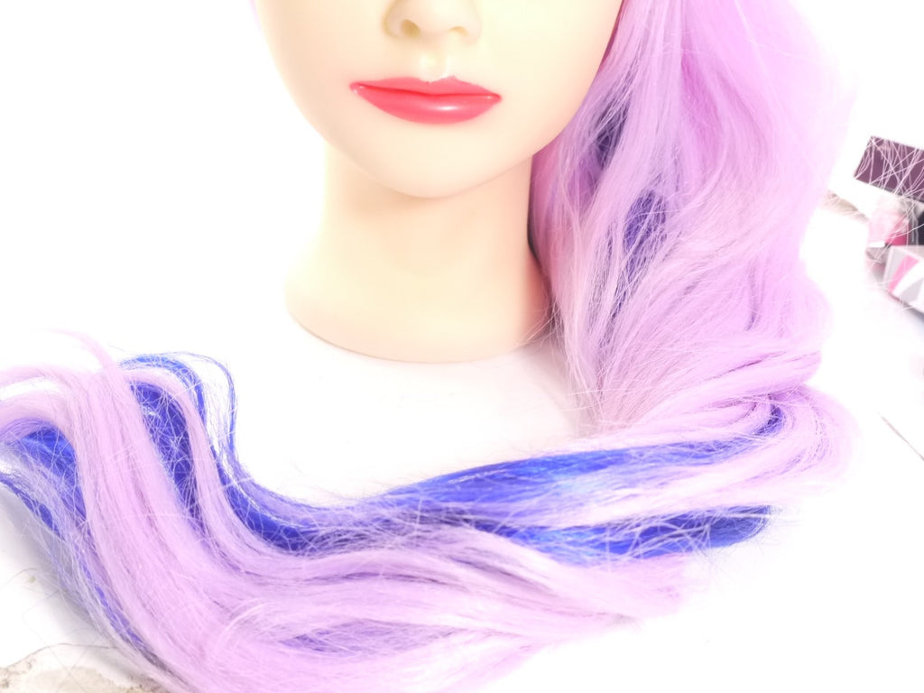 Mannequin Head Makeup Training Practice Wig Hat Display with Multicolor Hair - 10 Inches