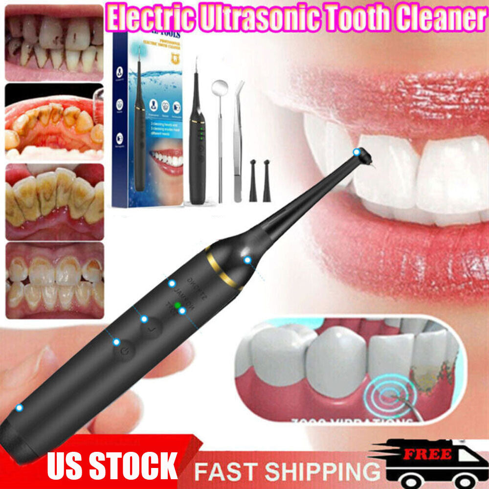 Portable Ultrasonic Tooth Cleaner Plaque & Tartar Remover - Rechargeable Dental Hygiene Device
