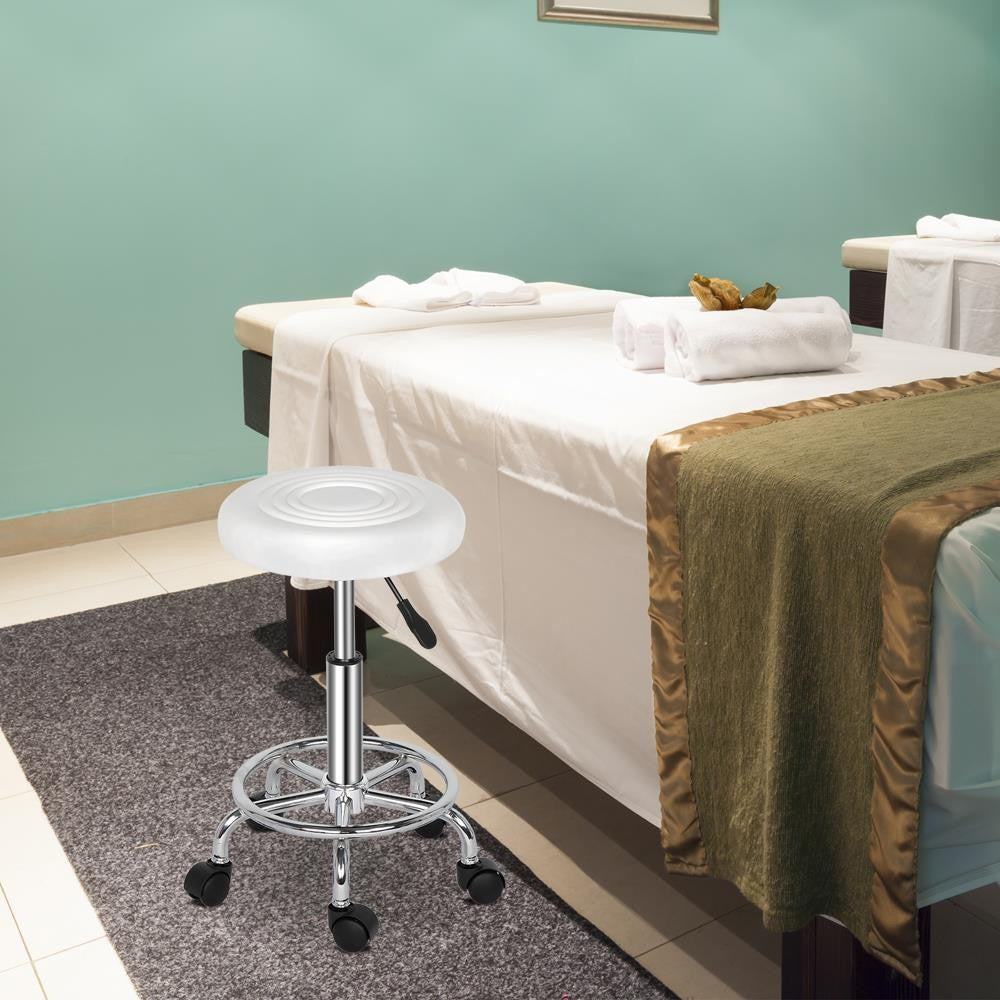 Adjustable Salon Stool Chair with Footrest & Swivel Wheels