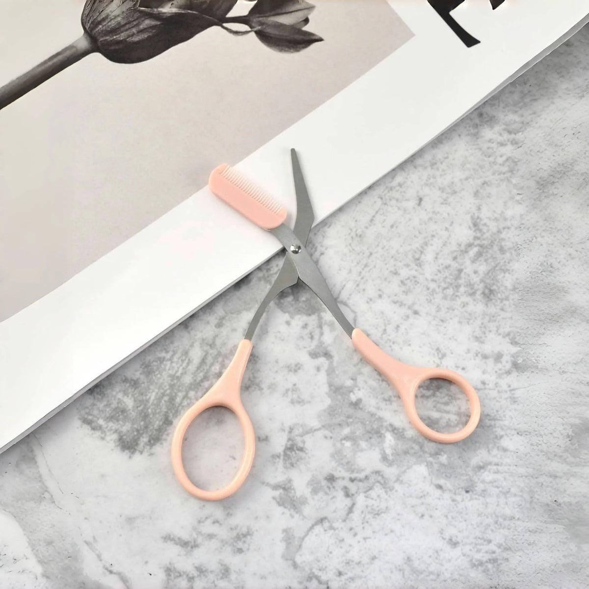 Eyebrow Trimming Scissors with Comb - Stainless Steel Grooming Tool