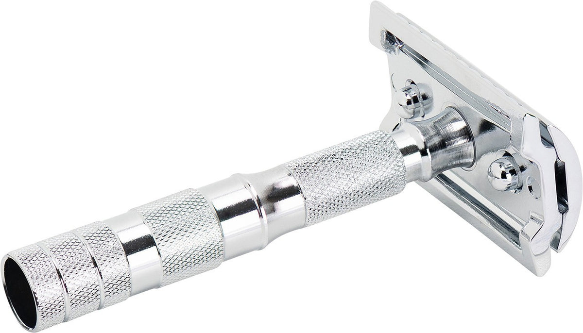 Travel Safety Razor with Leather Case - Double Edge, Compact & German Made