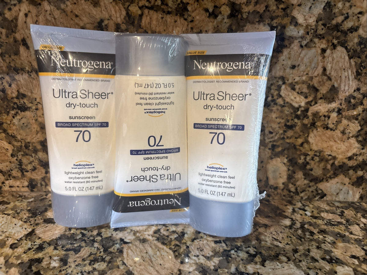 3 Pack SPF 70 Sunscreen Lotion - Ultra Sheer Dry Touch, 5oz Each