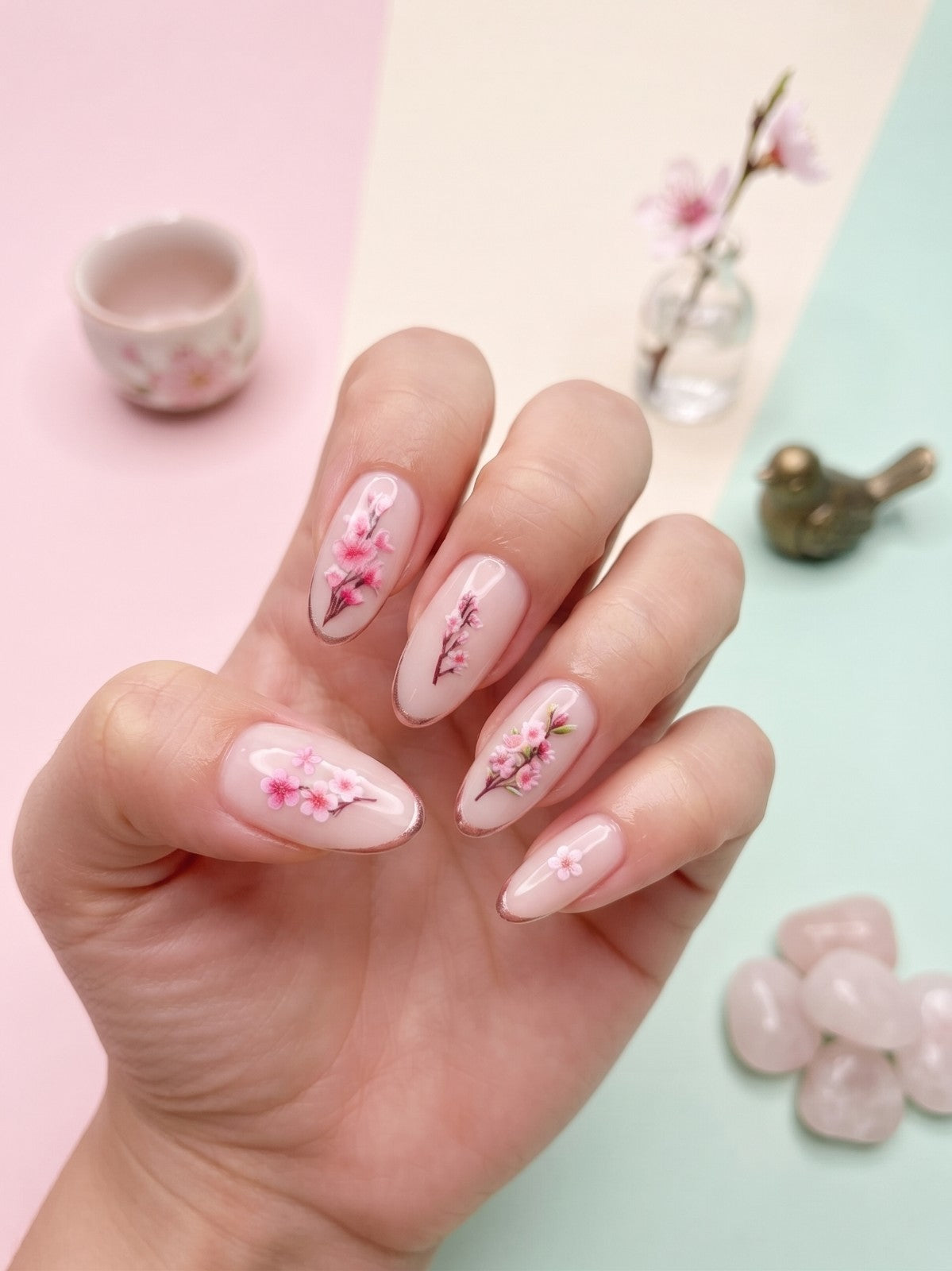 5D Flower Nail Decals Nail Art Stickers - Embossed Floral Design
