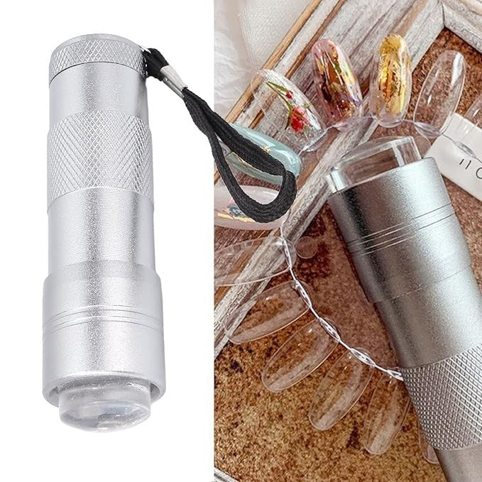 Press Nail Art Flashlight with 12 LED Chips Handheld Nail Lamp Metal