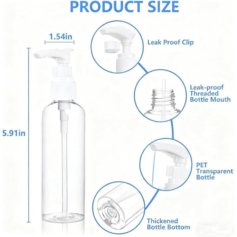 Refillable 100ml Travel Lotion Pump Bottles Set of 4 TSA Approved Eco-Friendly Plastic Bottles