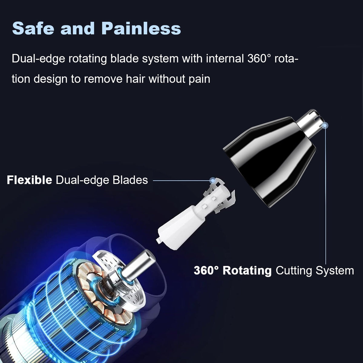Men's Electric Nose Ear Hair Trimmer Waterproof USB Rechargeable