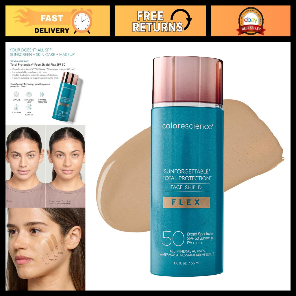 Broad Spectrum SPF 50 Face Shield - Mineral Sun Protection with Adaptive Color