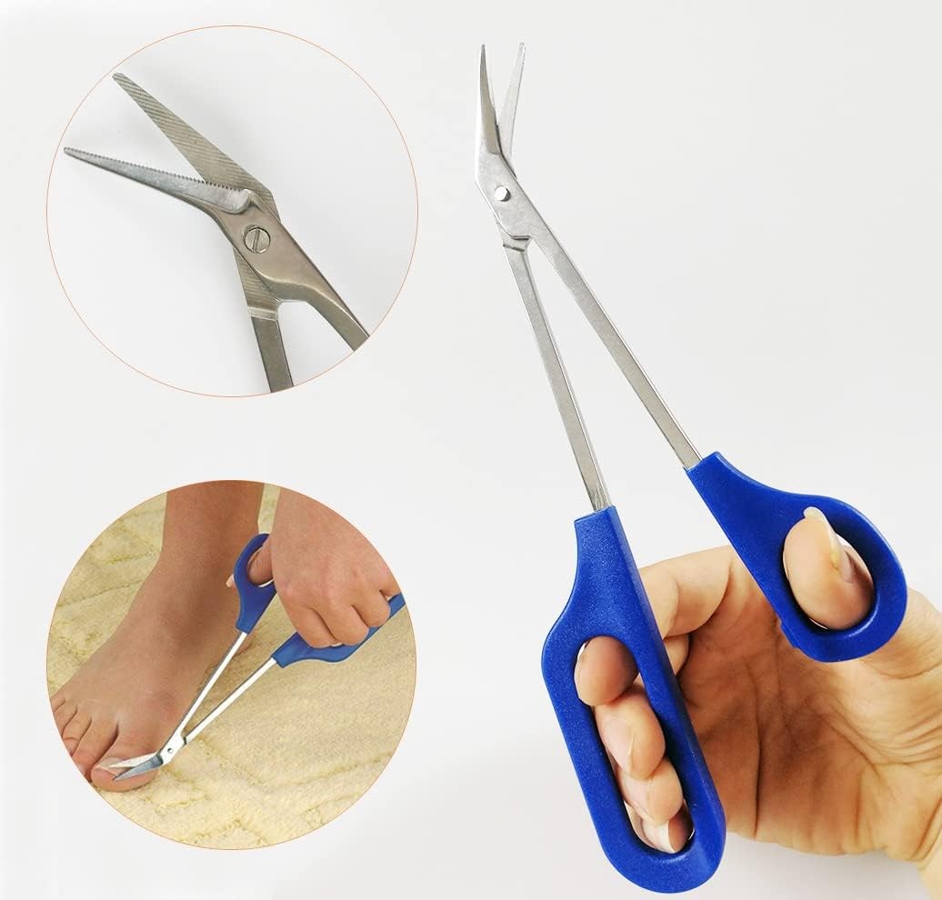 2-Pack Ergonomic Long Handle Toenail Scissors for Seniors & Grooming