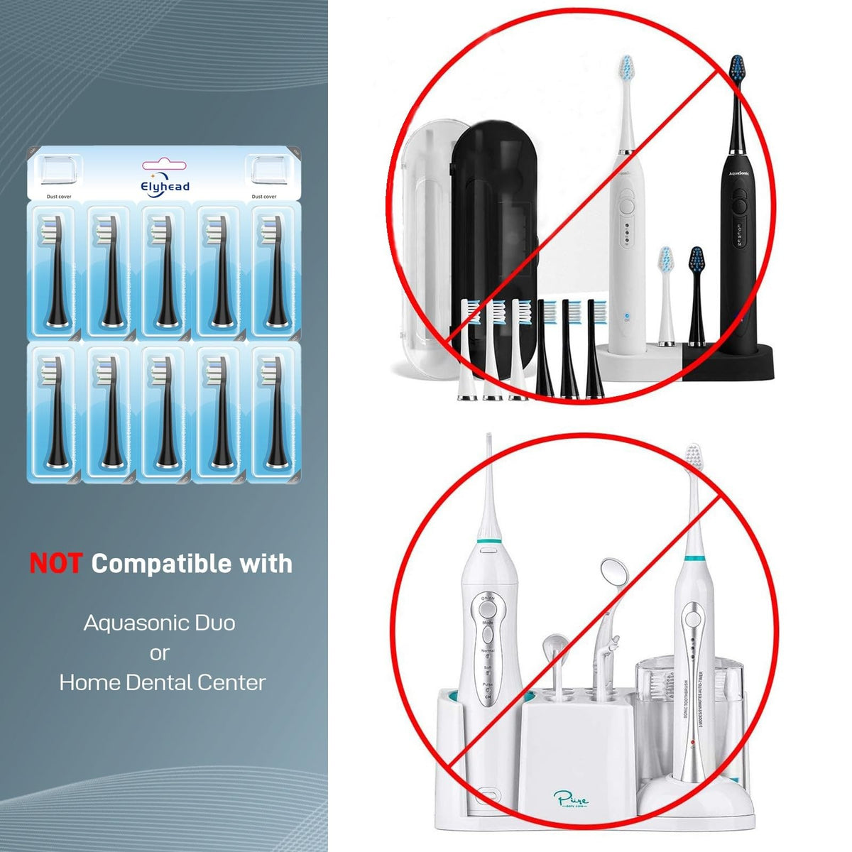 Electric Toothbrush Replacement Heads 10-Pack for Aquasonic Series - Medium Bristle