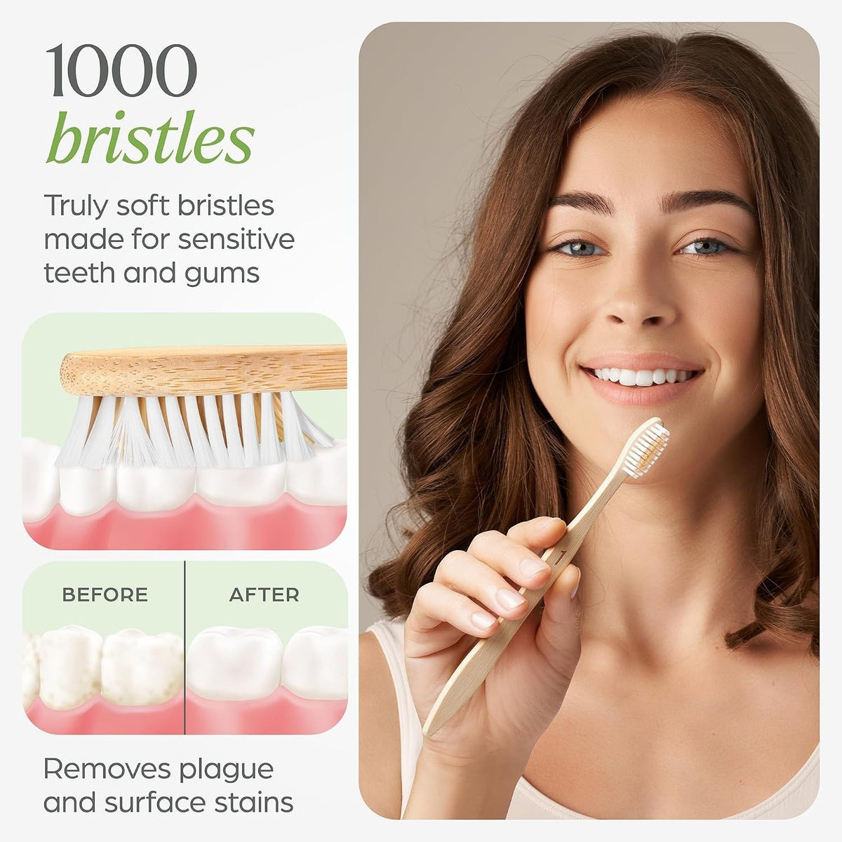 Eco-Friendly Bamboo Toothbrushes Set - Soft BPA-Free Bristles for Family Oral Care