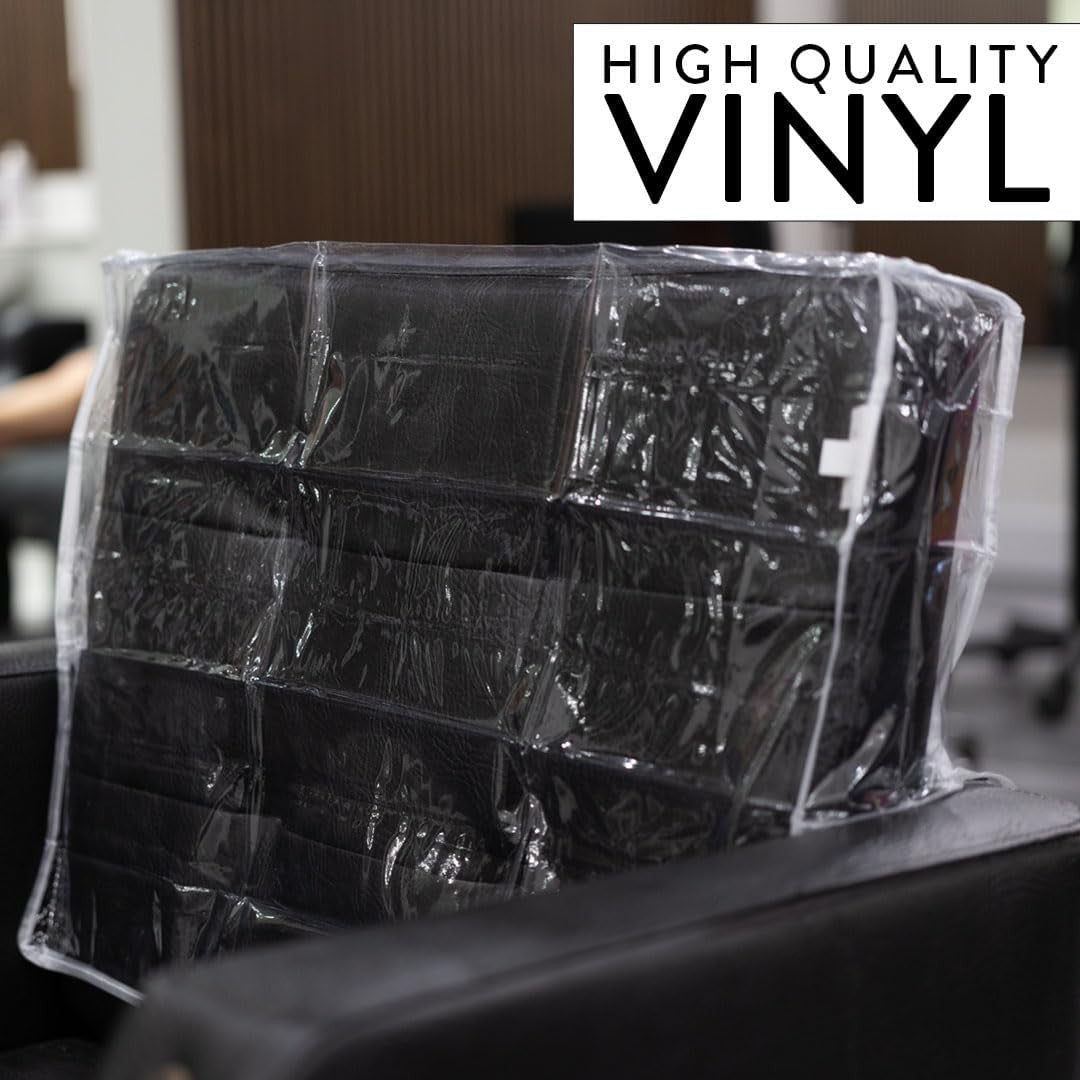 Salon Chair Cover - Clear Vinyl Upholstery Protector for Stain & Chemical Prevention
