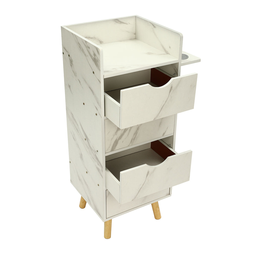 Salon Storage Cabinet with 4 Drawers and Hair Dryer Holders - Modern Barber Station