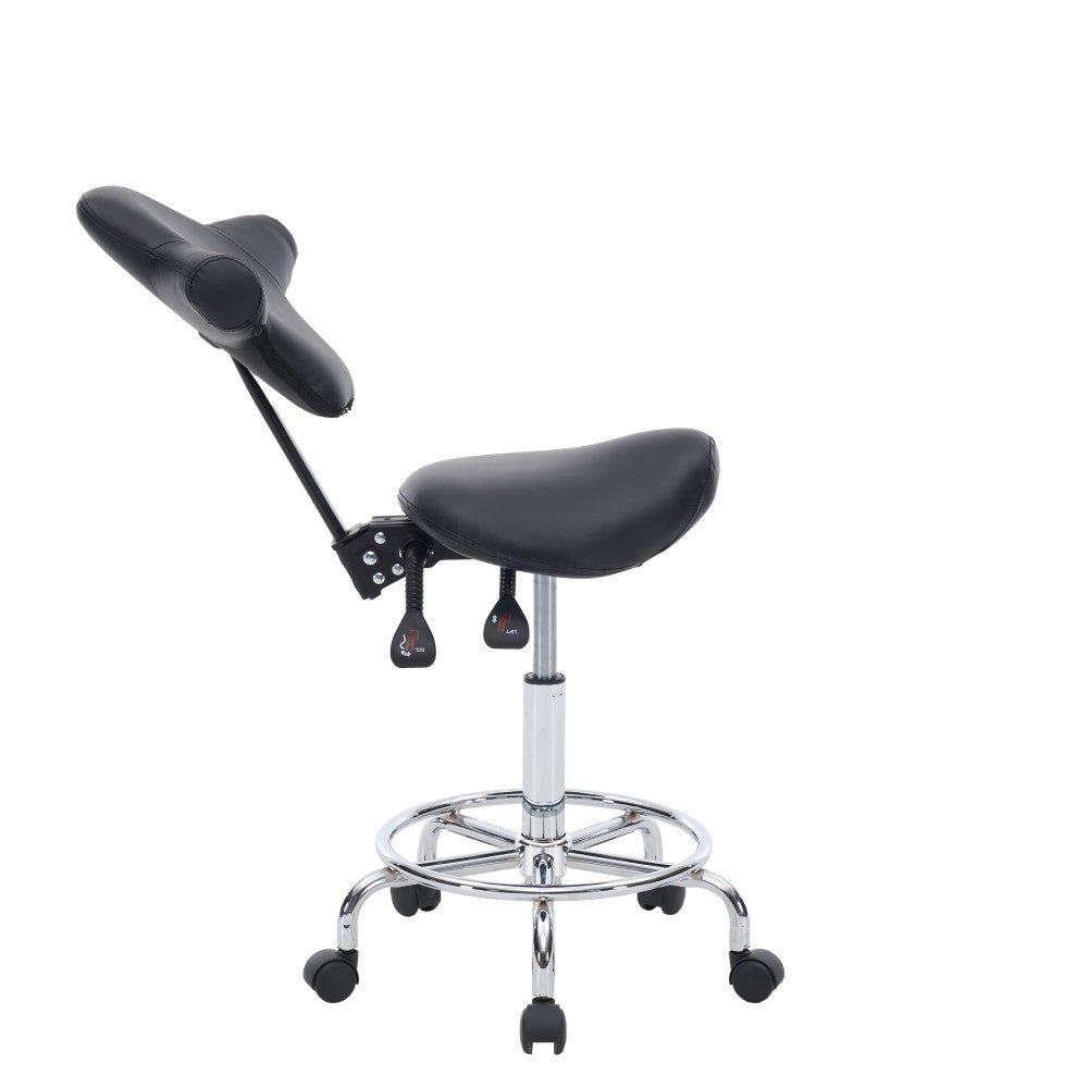 Ergonomic Saddle Stool with Wheels, Adjustable Height, Swivel Seat