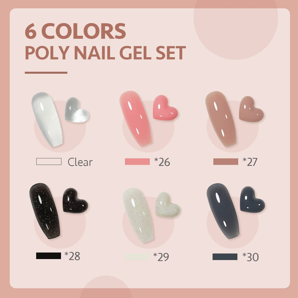 Poly Gel Nail Kit with UV Light Starter Set - 6 Colors for DIY Manicure
