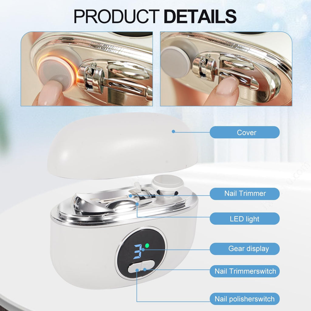 Electric Nail Clippers for Fingers and Toes with 3-in-1 Adjustable Speed