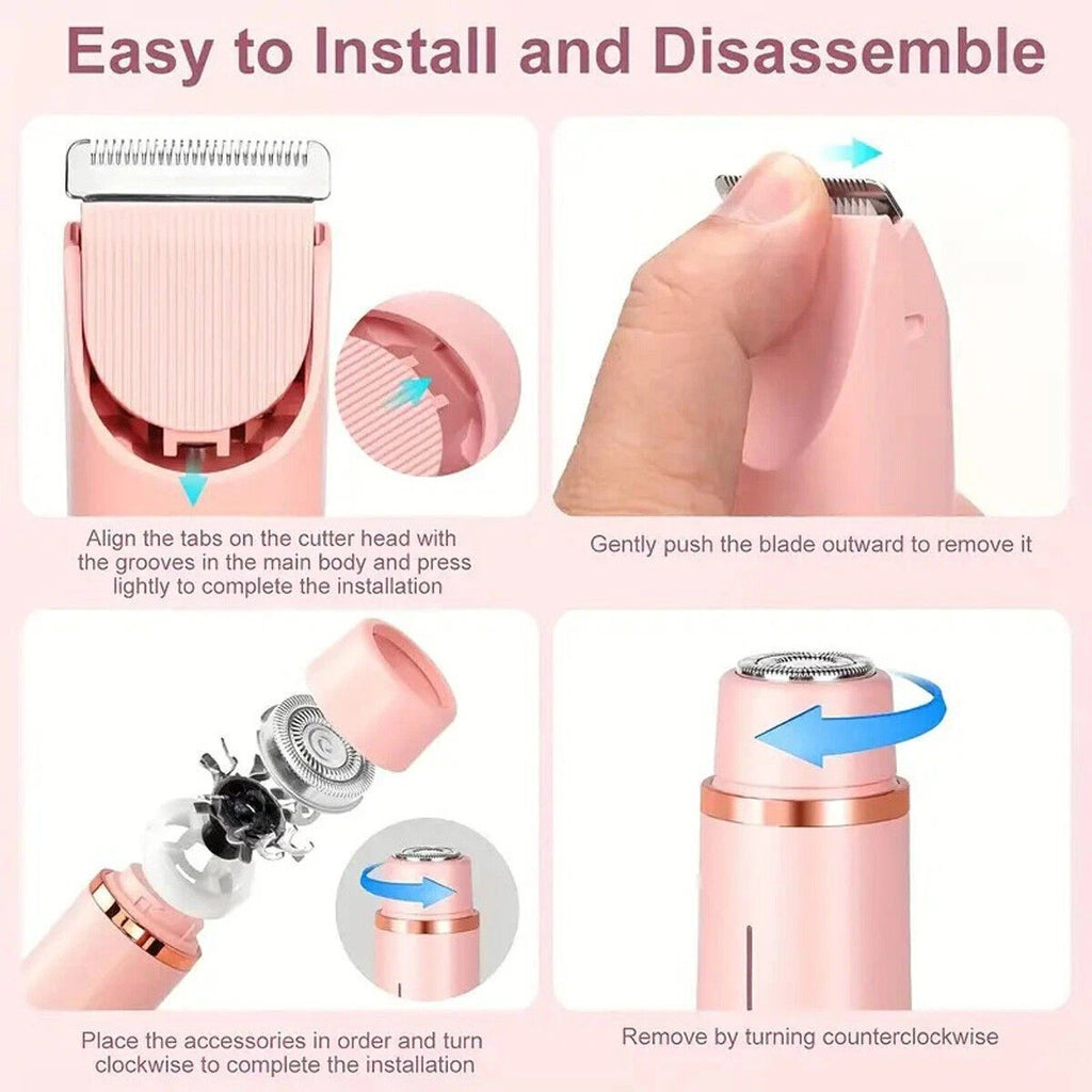 Dual Head Waterproof Electric Women Shaver for Sensitive Areas - 2-in-1 Lady Razor