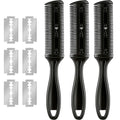 3 Pieces Razor Comb Set with 10 Razor Blades Hair Cutting Scissors