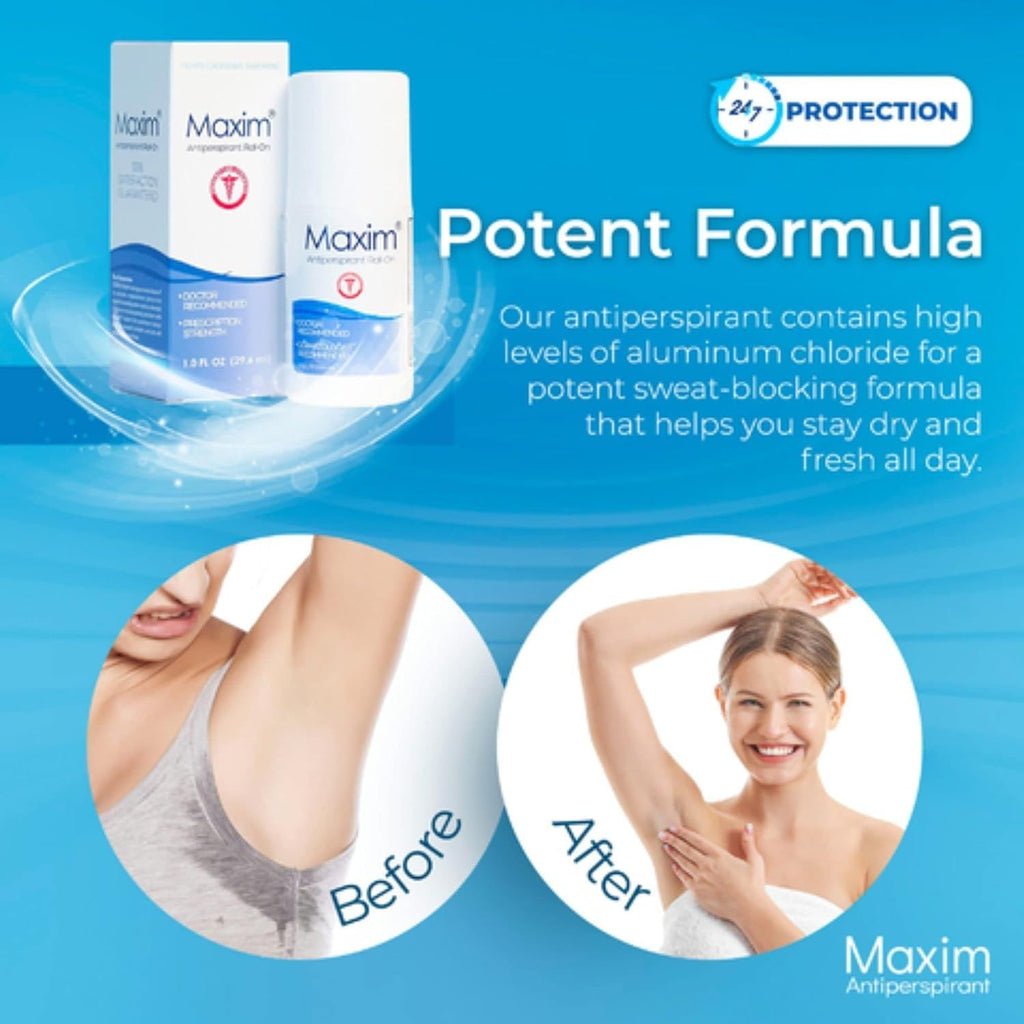 Maxim Clinical Strength Antiperspirant for Hyperhidrosis - Long-Lasting Sweat Control, 1 Fl Oz
