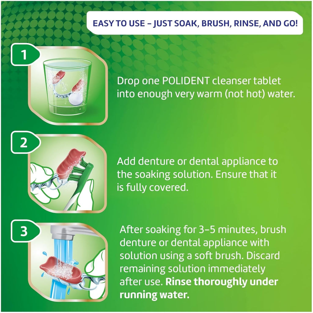 Dental Appliance Cleaner Tablets - Antibacterial, Odor-Removing, 60 Count