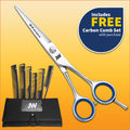 Professional Shear & Comb Set - 4 Pcs Carbon Hair Cutting Tools with Case