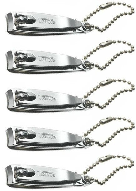 Professional Stainless Steel Nail Clippers with Built-In File & Cleaner - 5 Pack