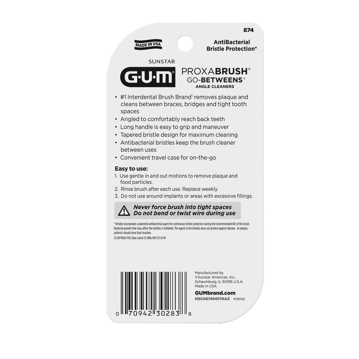 Interdental Brushes Pack of 4 - Angled Plaque Removers for Braces and Tight Spaces