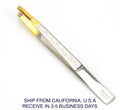 Eyebrow Tweezers - Silver and Gold Slant Tip Precision Tweezer
