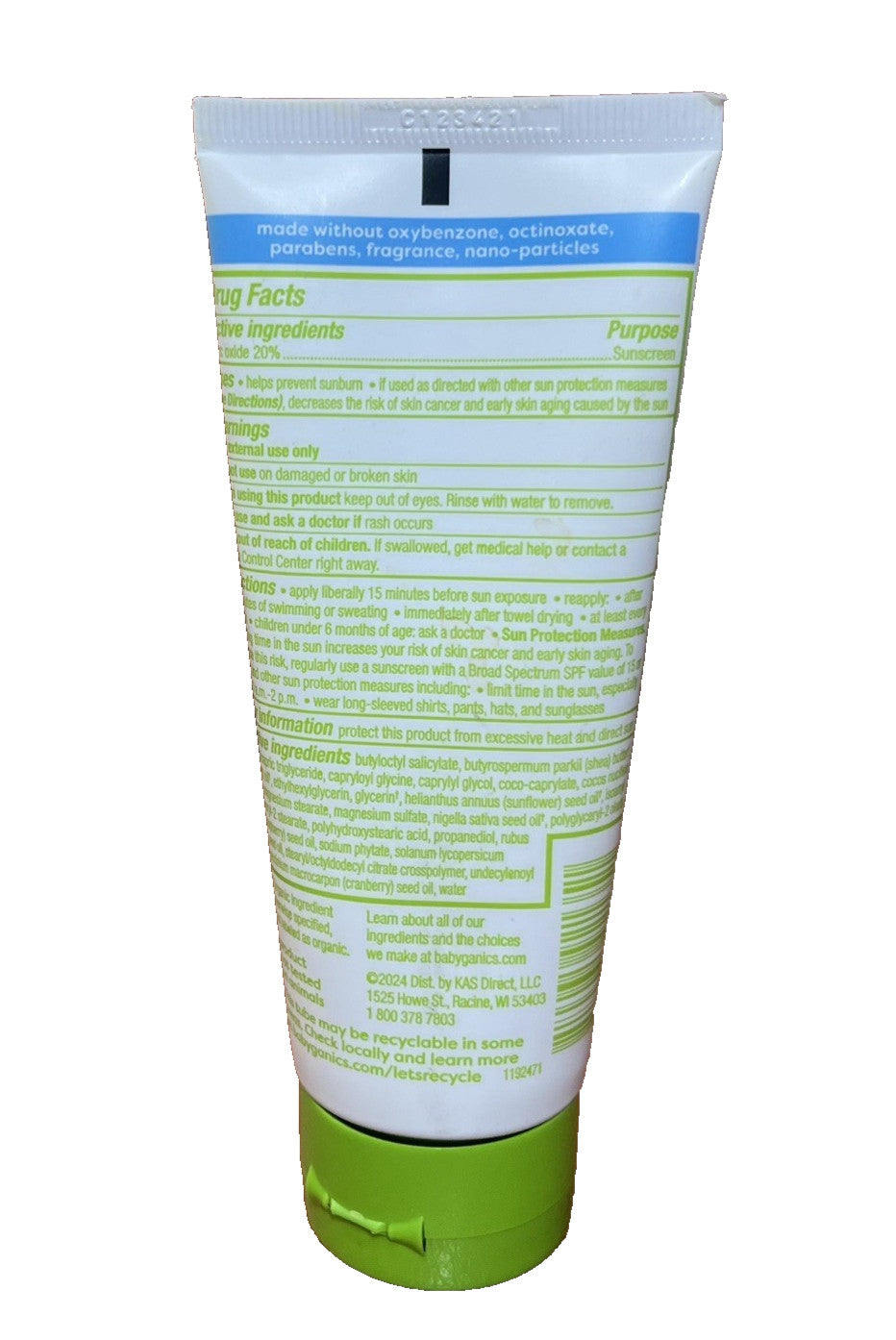 Babyganics SPF 50 Mineral Sunscreen 2 Pack Fragrance-Free 3 Oz