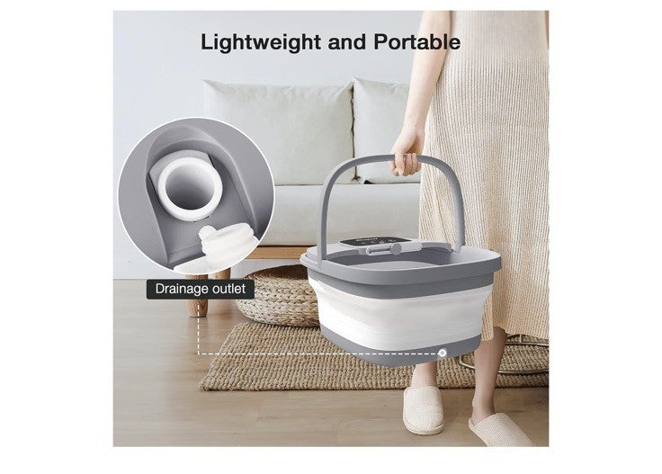 Collapsible Foot Spa with Heat Bubbles Red Light Therapy Portable Foot Bath
