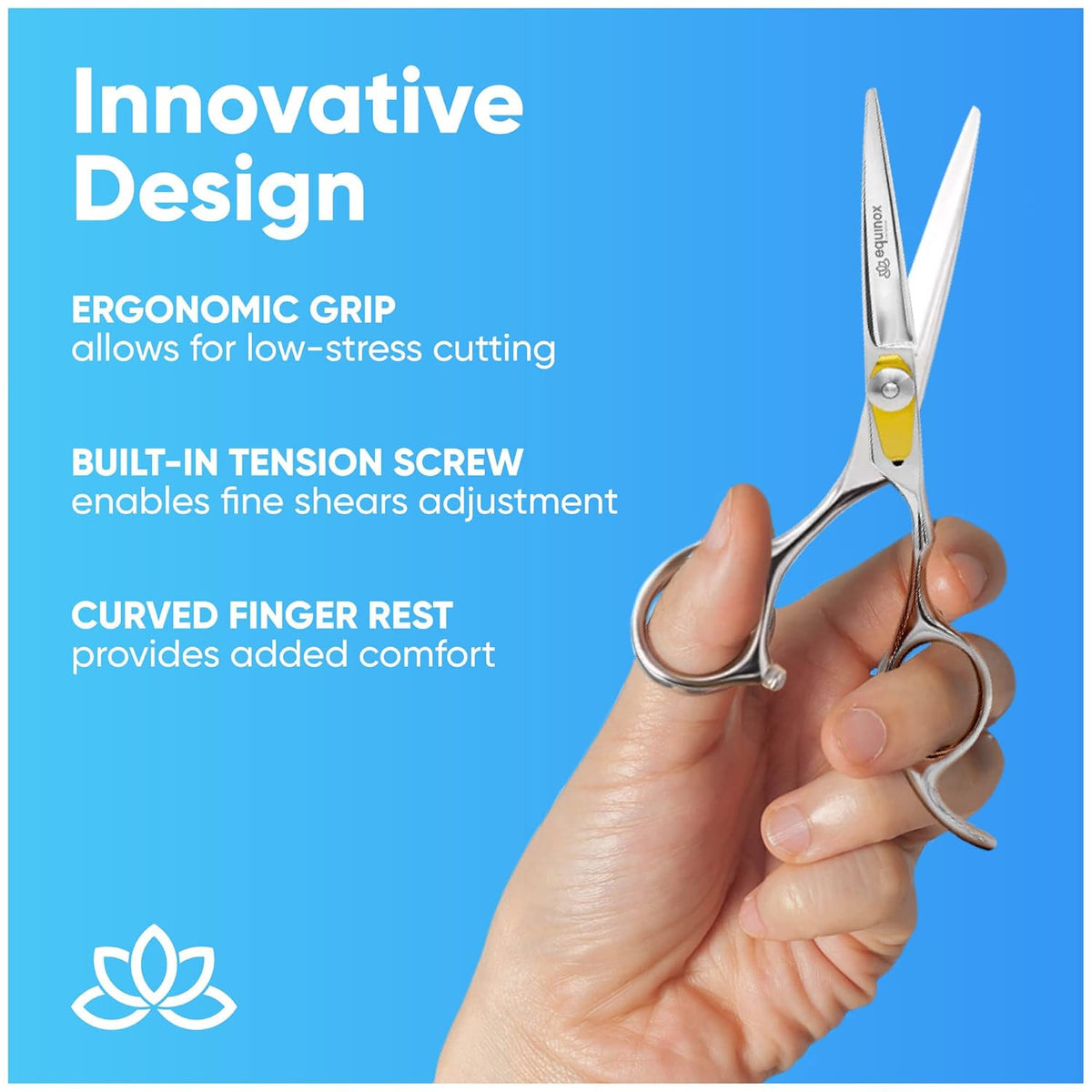 Professional Hair Cutting Scissors with Curved Finger Rest - Japanese Steel, 6.5 Inch