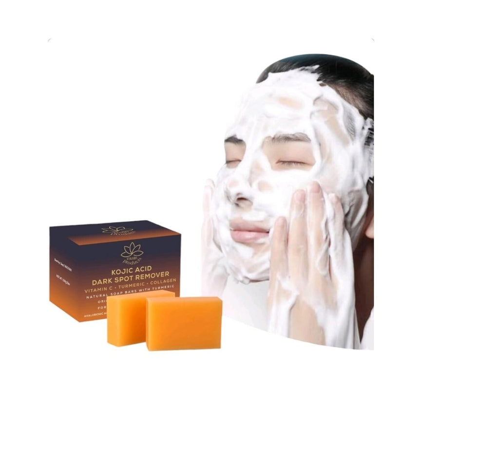 Kojic Acid Dark Spot Correcting Soap Bars with Vitamin C Retinol Collagen Turmeric 2 Pack