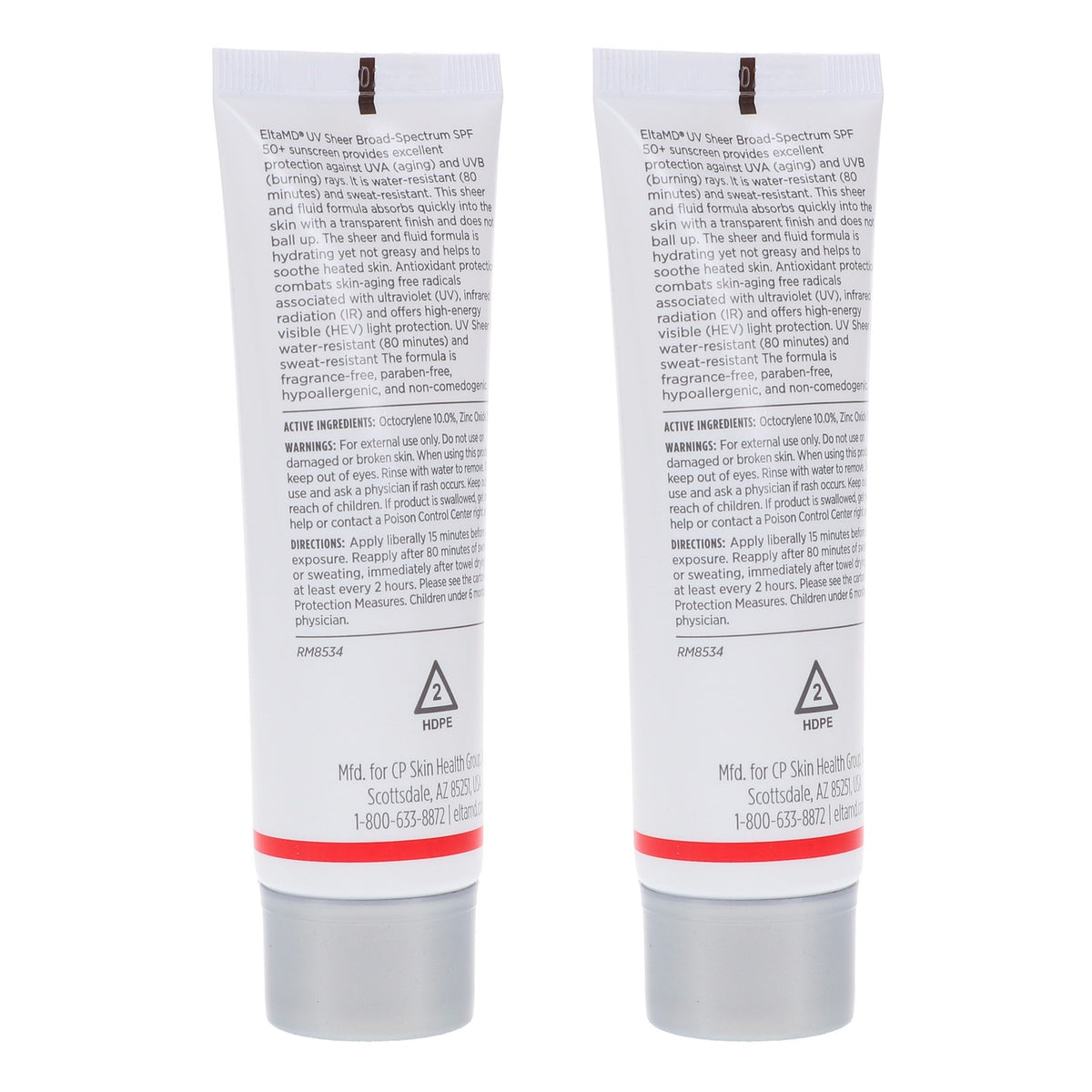 2 Pack EltaMD UV Sheer Broad Spectrum SPF 50+ Facial Sunscreen 1.7 oz