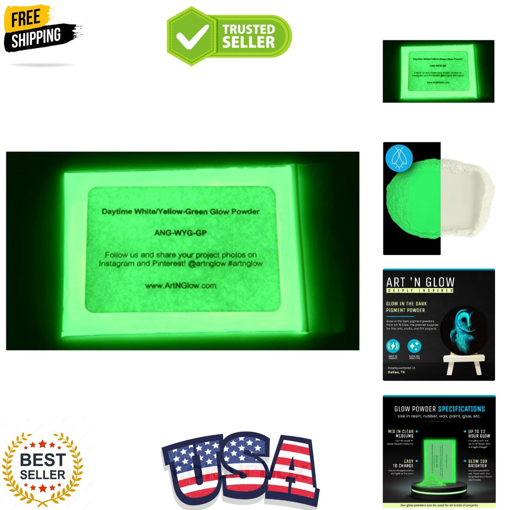 Glow in The Dark Pigment Powder - 30g Fluorescent & Neutral Colors for Art & Crafts