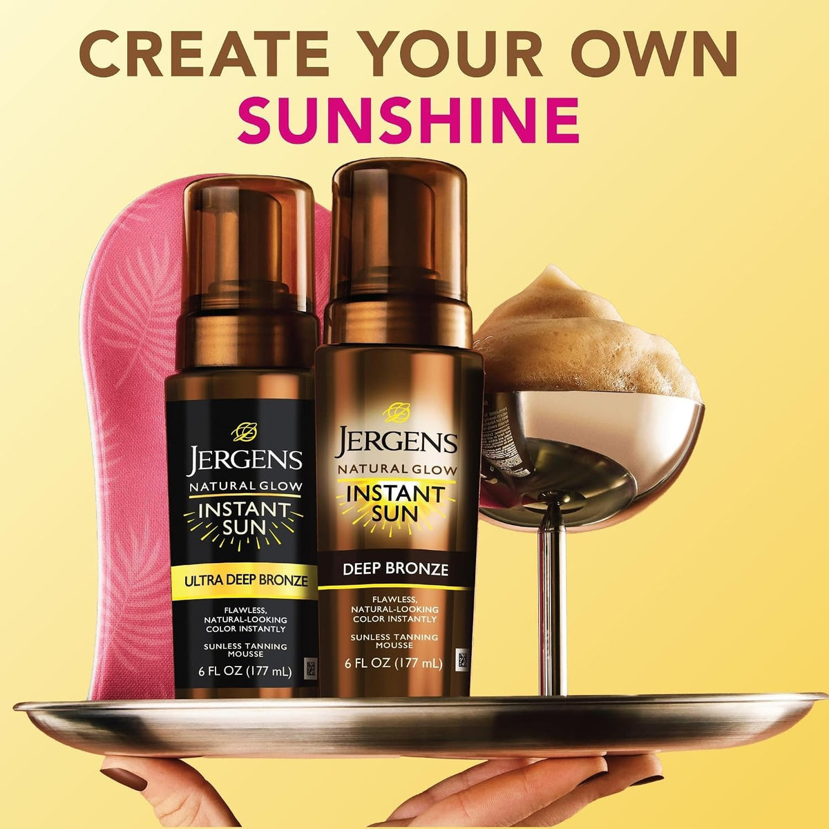 Deep Bronze Self Tanner Mousse - Natural Glow Sunless Tanning Lotion 6 oz
