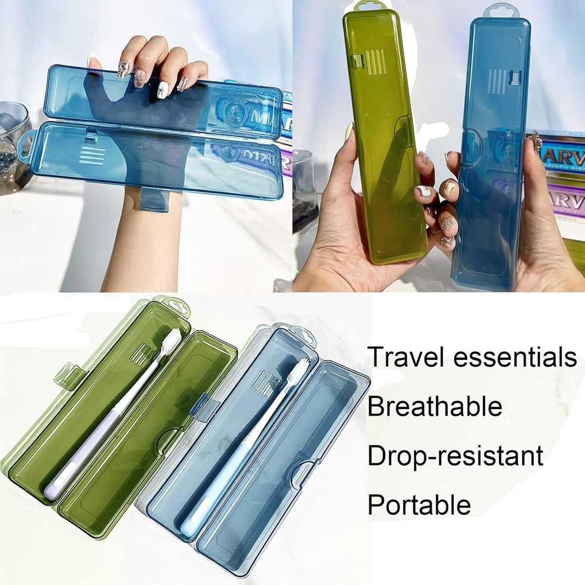 Travel Toothbrush Case 2 Pack Breathable Portable Holder for Camping & Gym